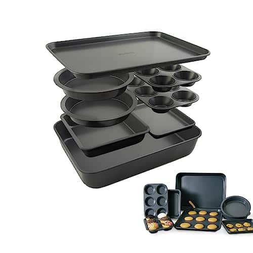 Elbee Home 8-Piece Nonstick Aluminized Steel, Space Saving Baking Set from Amazon