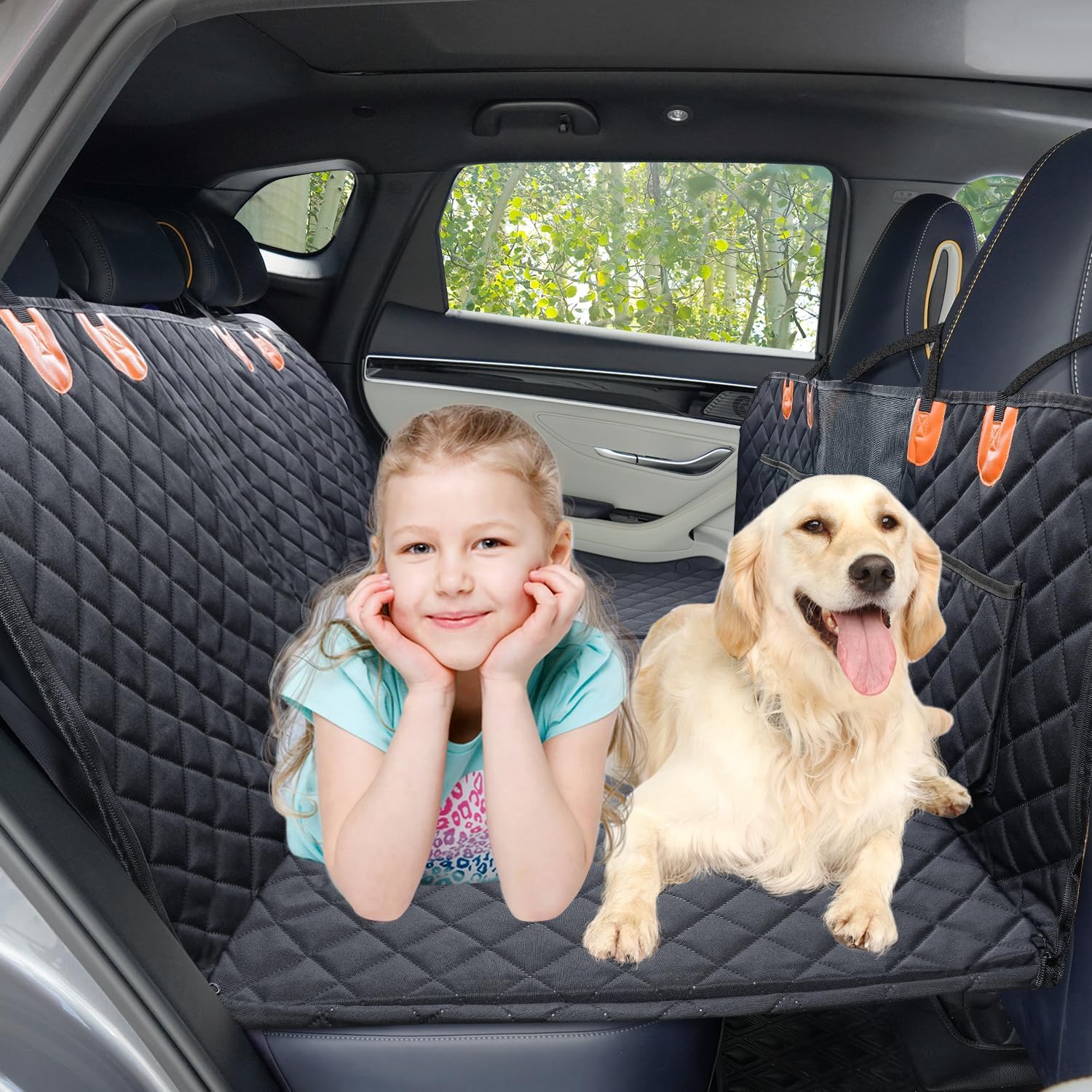 Dog Car Seat Cover for Back Seat with Hard Bottom