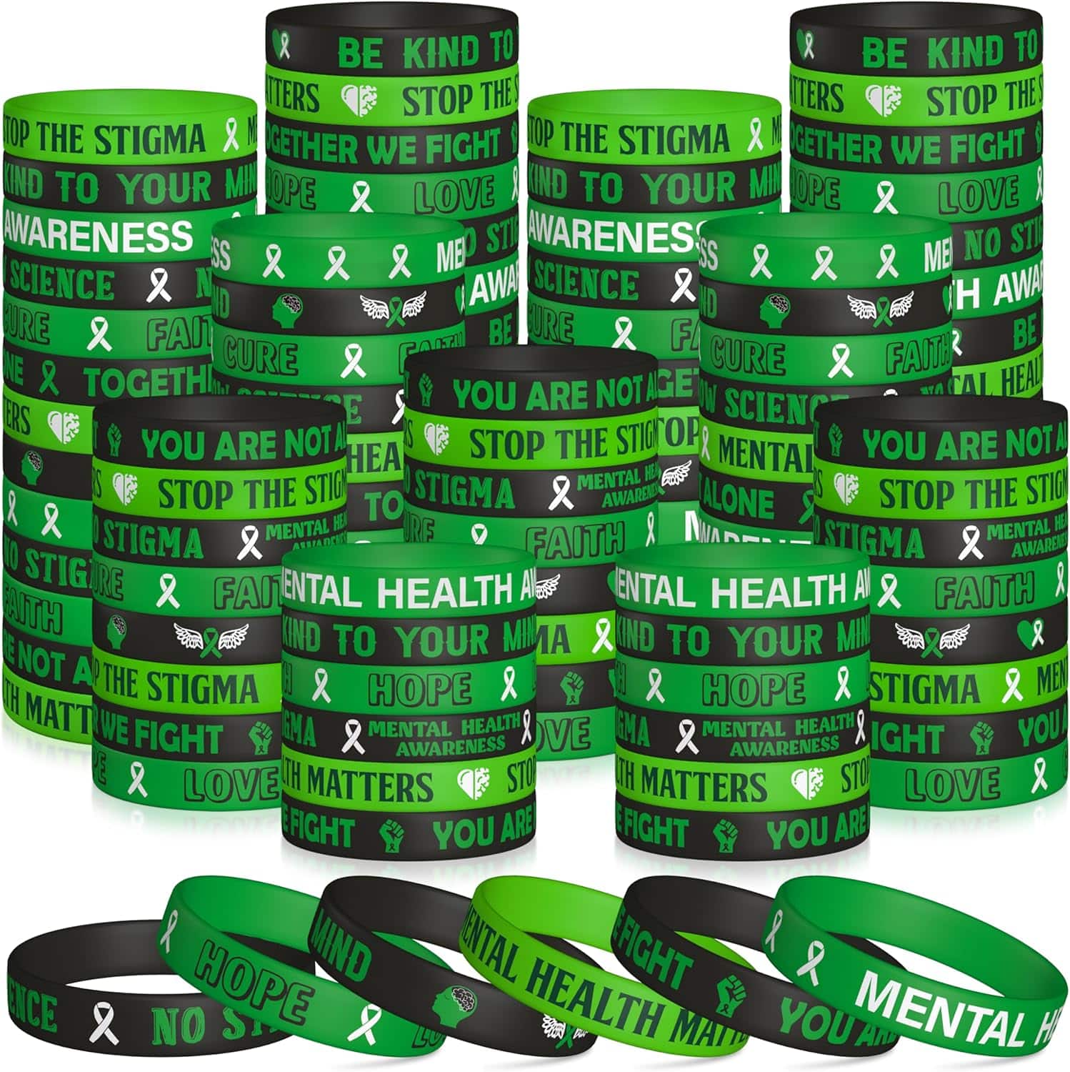 Mental Health Awareness Silicone Bracelets Set