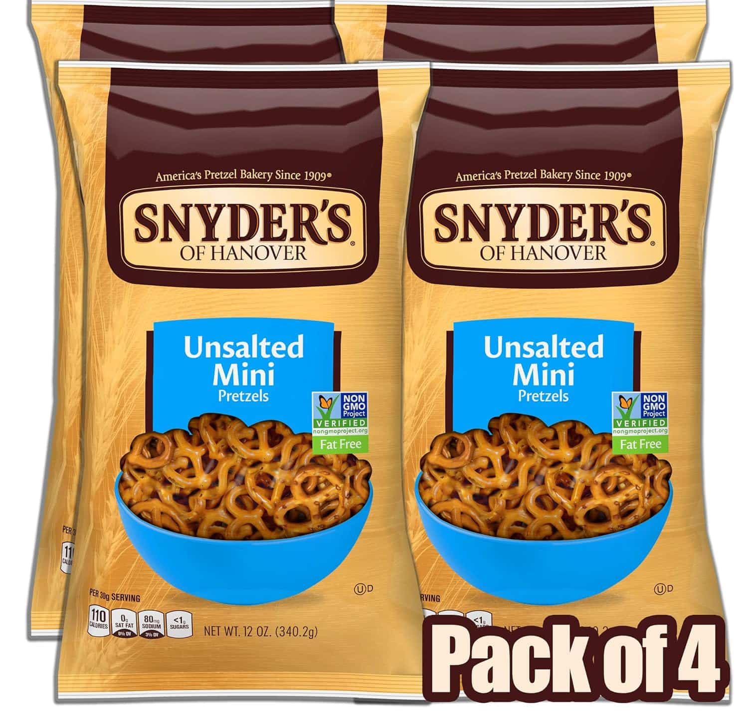 Snyder's of Hanover Mini Pretzels, Unsalted Pretzels