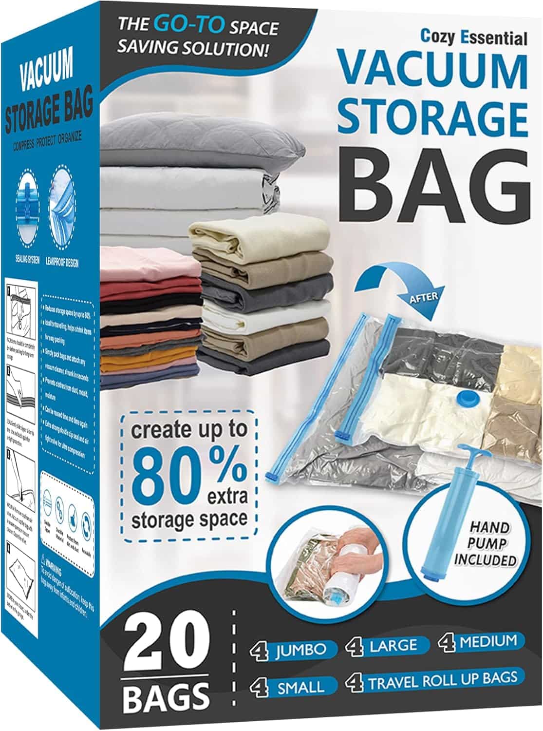 20 Pack Vacuum Storage Bags, Space Saver Bags