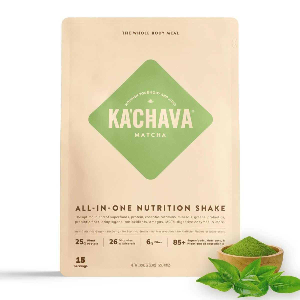 Ka’Chava All-In-One Nutrition Shake Blend, 85+ Superfoods & Nutrients, Meal Replacement, Greens Plant-Based Superfood Powder Protein Drink